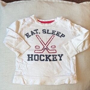 George Kids White Hockey Long Sleeve Tee